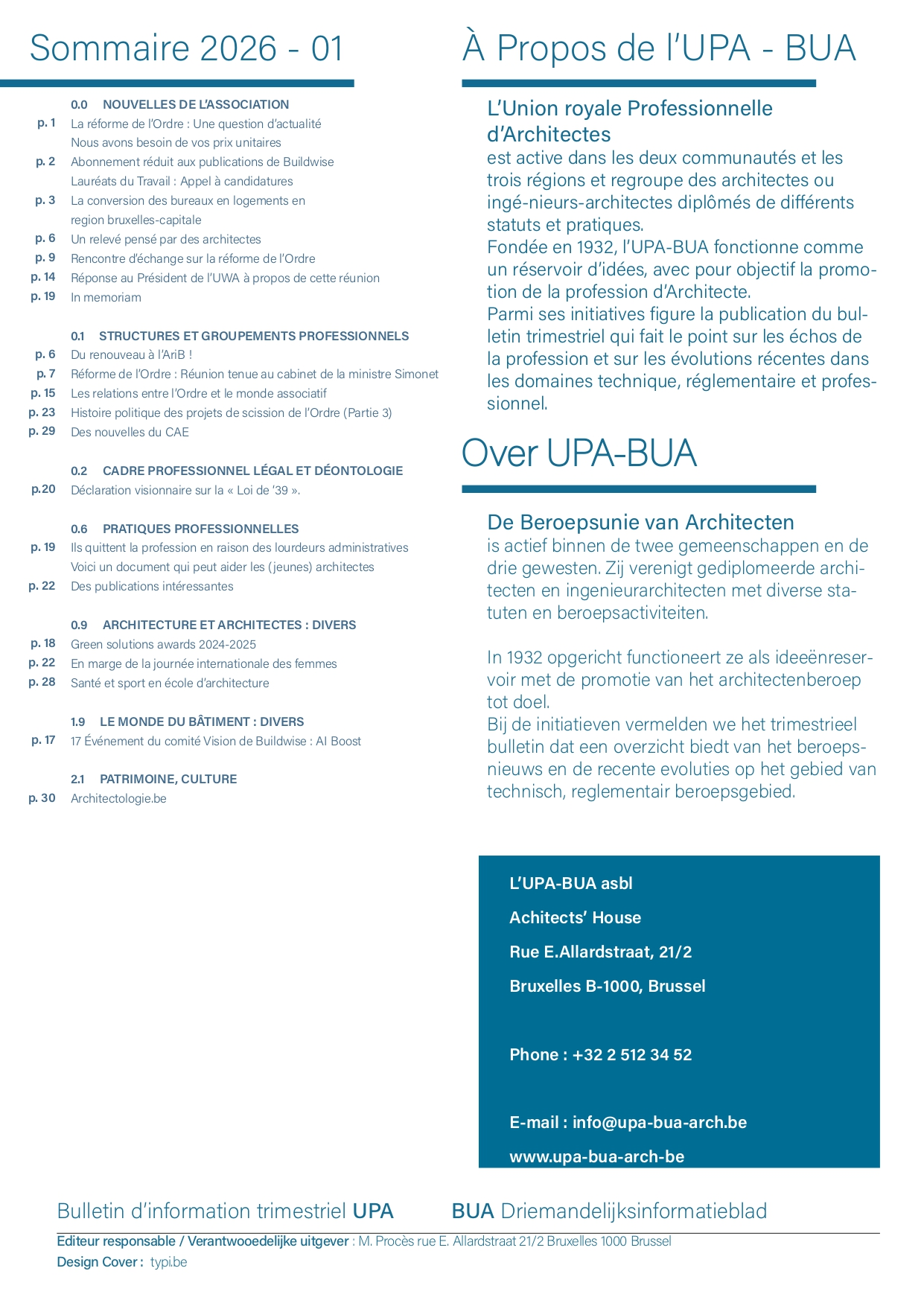 Sommaire Bulletin 2026-1